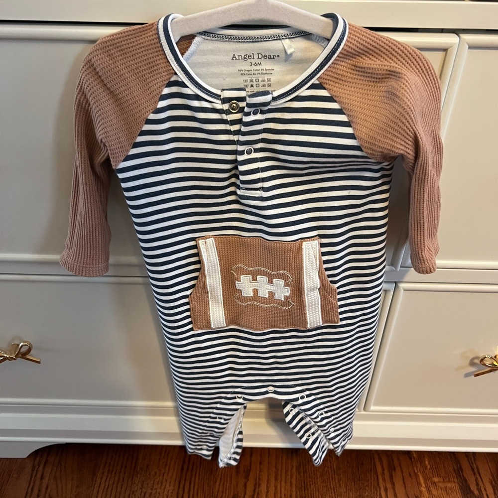 Angel Dear Navy and White Striped Onesie